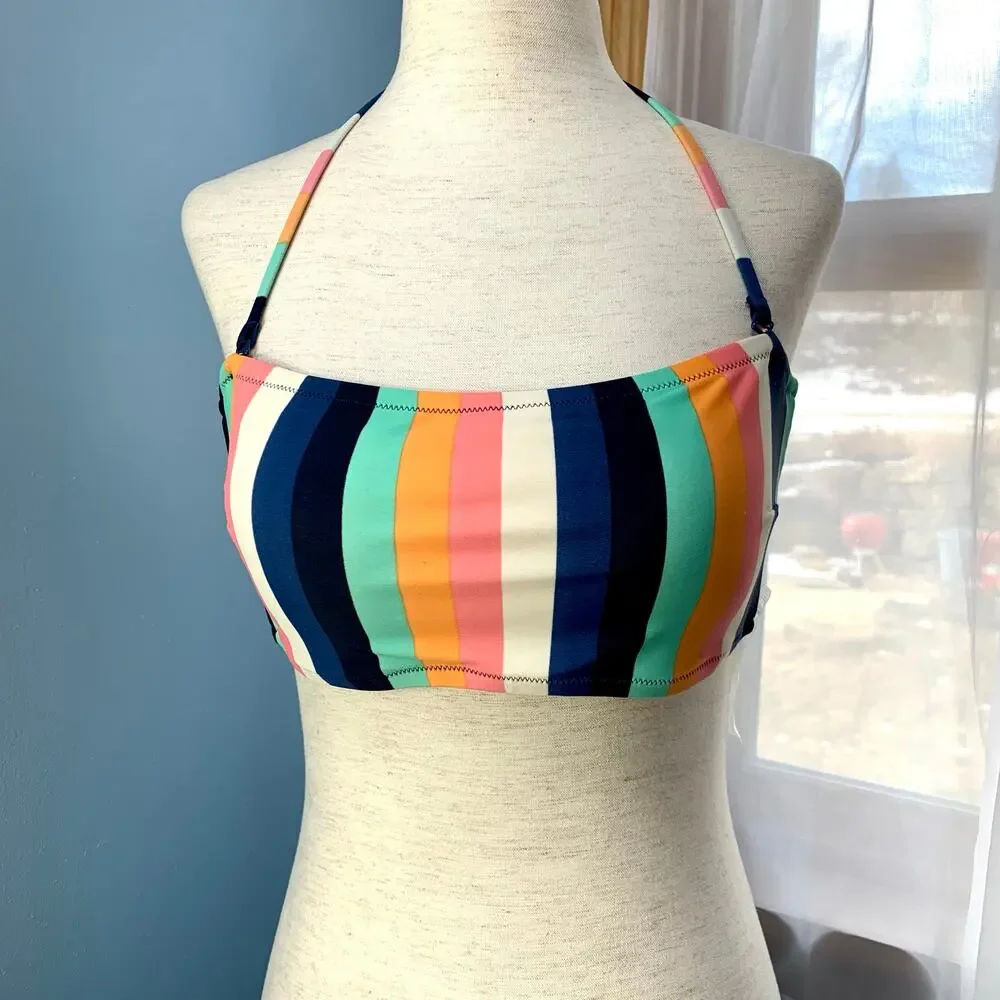 NWT J. Crew Factory Striped Bikini Top Size Medium - Picture 2 of 6